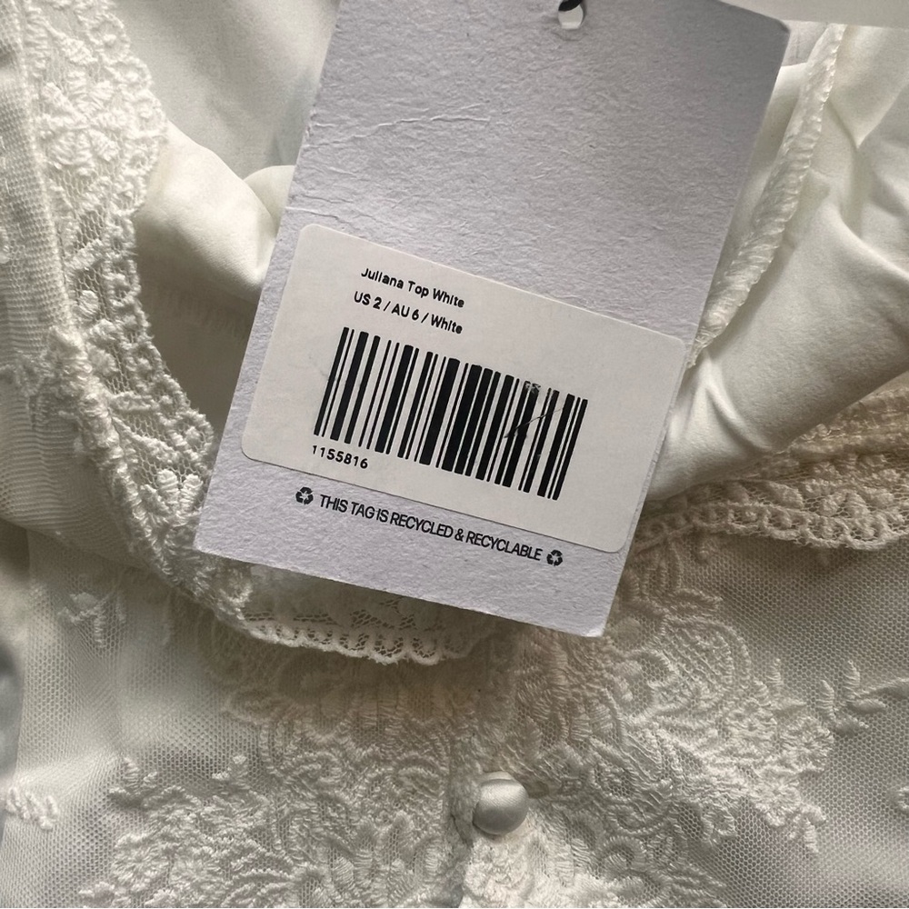 NWT Princess Polly Juliana Top White 2 - Picture 4 of 6